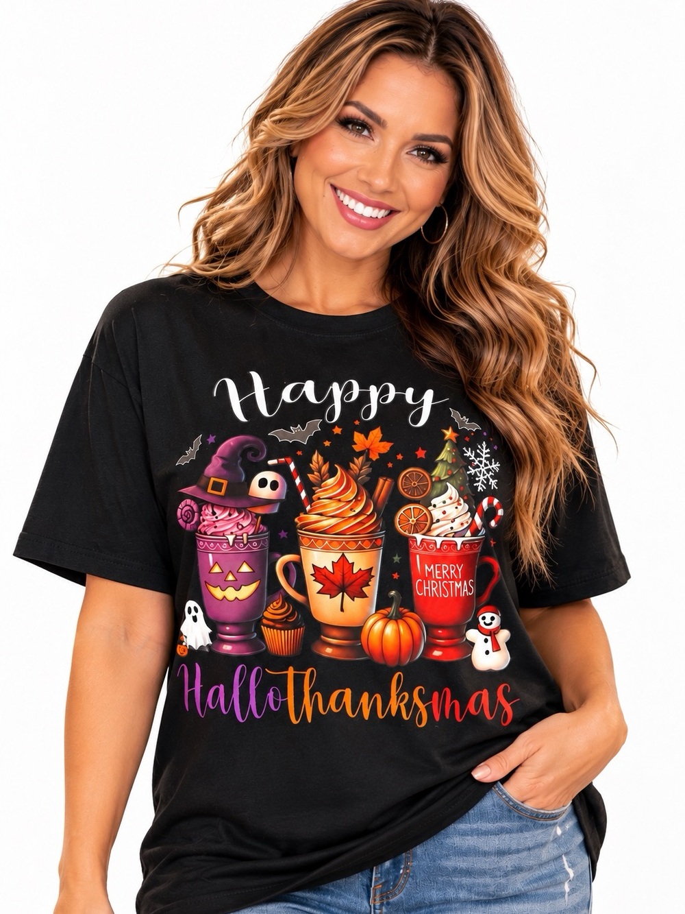 NWT Happy Hallothanksmas Graphic Tee Shirt